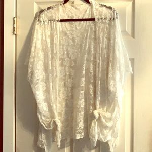 Lace ivory overlay kimono